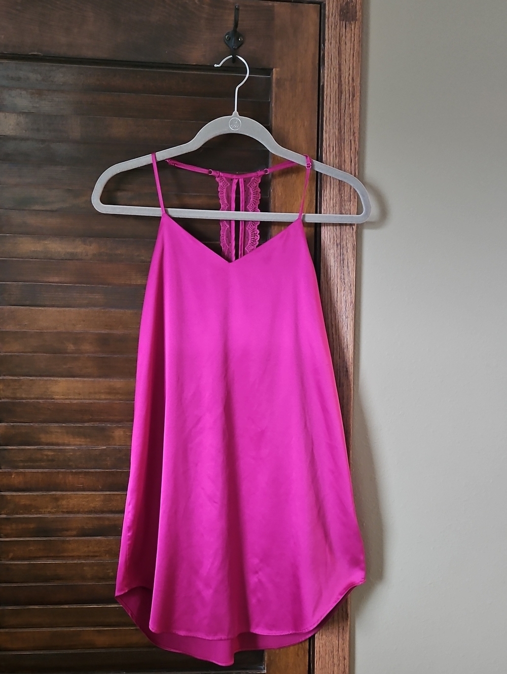 Express Bright Fuchsia Lace-Back Satin Slip Nighty